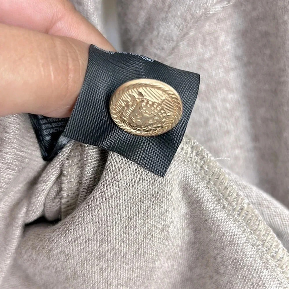 H&M Women's Small Mock Neck Sweater Beige Light Weight Gold Sailor Buttons - Picture 7 of 8